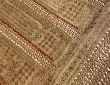 Annie Parker’s hairwork sampler, photograph by Isabella Rosner, private collection.