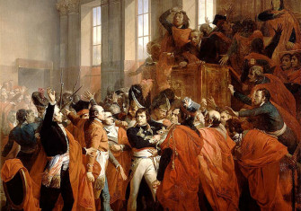 General Bonaparte during the coup d'état of 18 Brumaire in Saint-Cloud, painting by François Bouchot, 1840