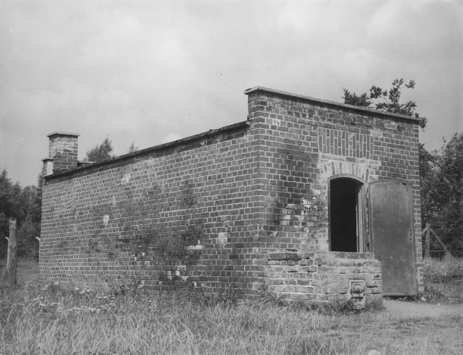 The gas chambers at Stutthof concentration camp near Gdansk, Poland, c. 1945. Panstwowe Muzeum Stutthof. Public Domain