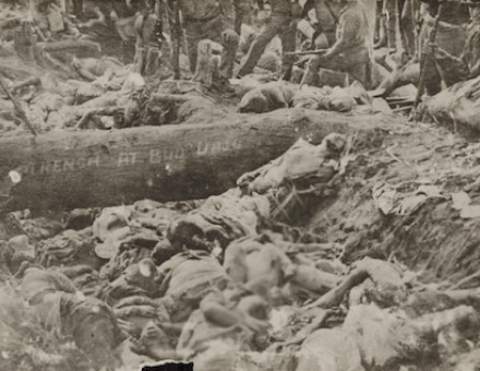 Trench at Bud Dajo during the Moro Rebellion, 1906. Library of Congress. Public Domain.