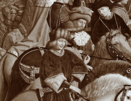 The lost panel of the Just Judges from the Ghent Altarpiece by Hubert and Jan van Eyck, photograph by Max Friedländer. RKD Netherlands Institute of Art History. Public Domain.