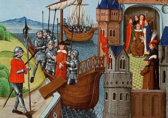 Henry VI of England arrives in France and is crowned king of France, c. 1450-1470. Koninklijke Bibliotheek. Public Domain.