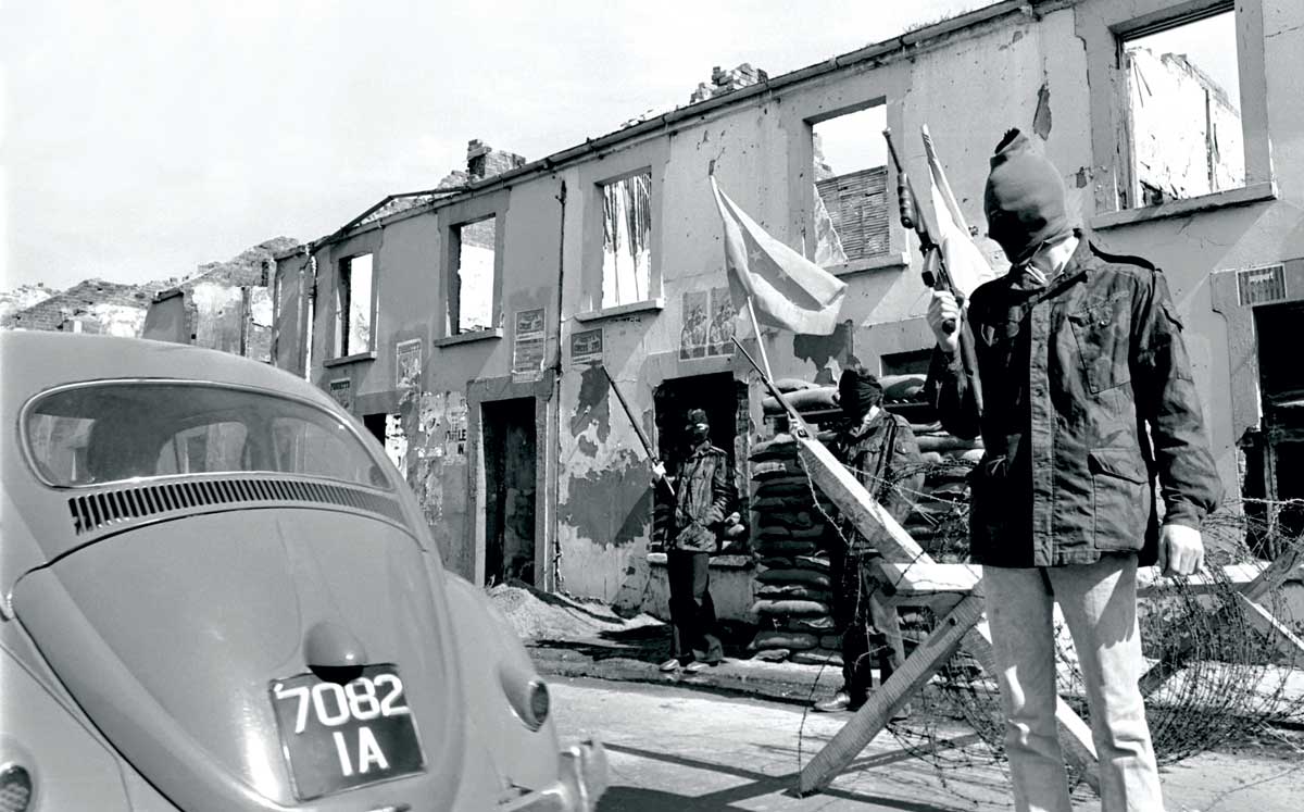 Members of the Official IRA manning a barricade, the Bogside, Derry, April 1972.