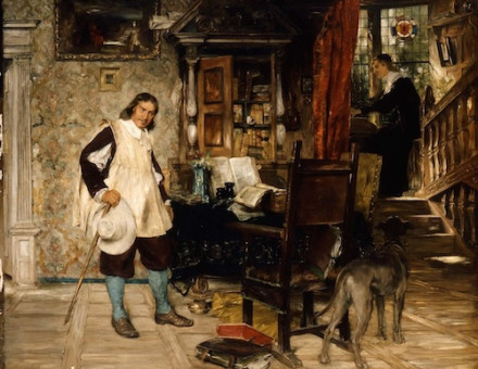 ‘Oliver Cromwell of Ely Visits Mr. John Milton’, by David Dalhoff Neal, 1883. Museum of Fine Arts, Boston. Public Domain.