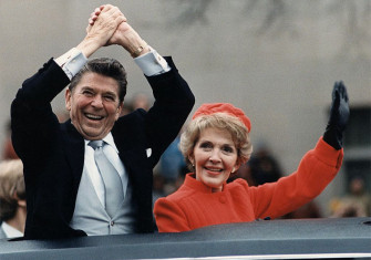 Ronald and Nancy Reagan during the inaugural parade, January 20th, 1981