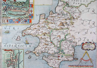 Saxton\s map of Pembrokeshire, 1578, showing Milford Haven, with its deep 'ria' or bay where Henry Tudor landed his invasion force undetected in 1485.