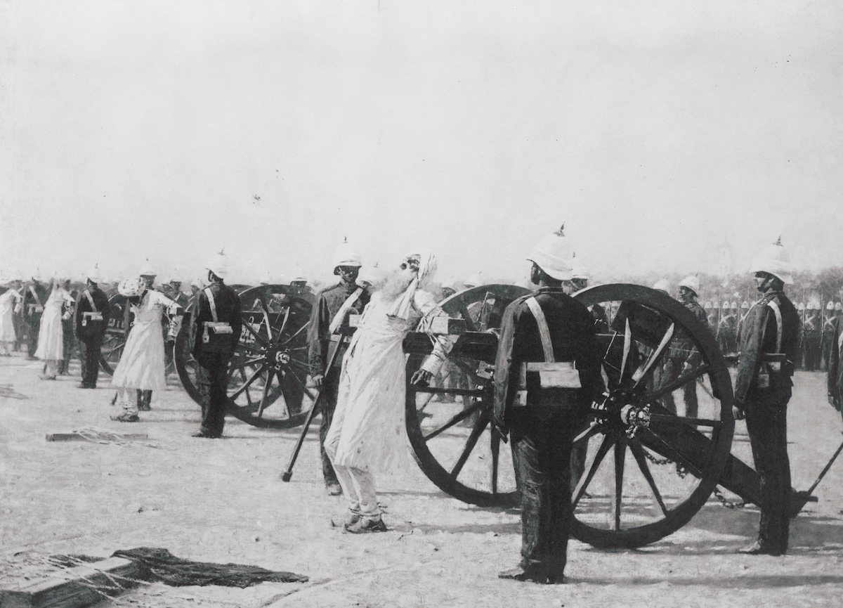 Execution of Namdhari Sikhs by cannon, Malerkotla, 1872. Library of Congress. Public Domain.