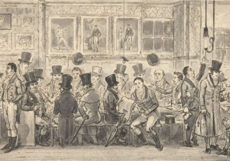 The Daffy Club, by Robert Cruikshank, c. 1824. Yale Center for British Art, Paul Mellon Collection. Public Domain.