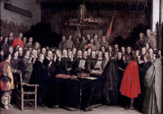 The Swearing of the Oath of Ratification of the Treaty of Münster, 1648, by Gerard ter Borch