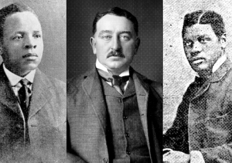 Solomon Tshekisho Plaatje, Cecil Rhodes and John Tengo Jabavu, c. 1881-1900. National Library of South Africa, Cape Town.